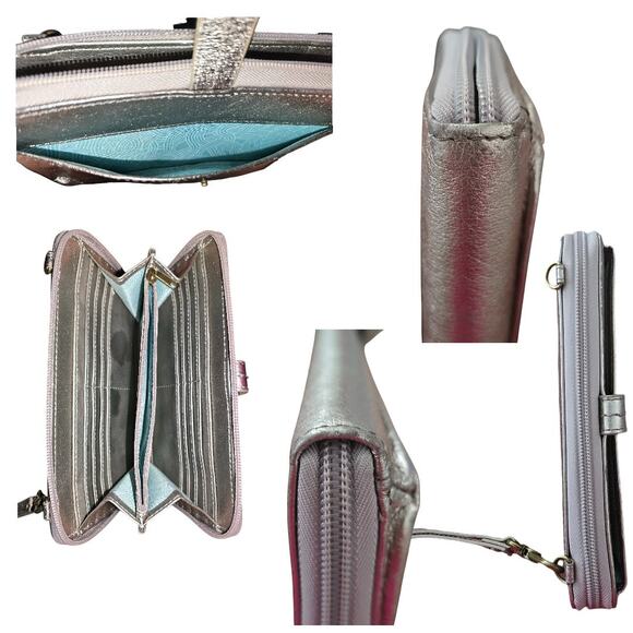 The SAK Wristlet Phone Wallet Leather Gold Bronze Metallic NO Crossbody Strap - Picture 3 of 4